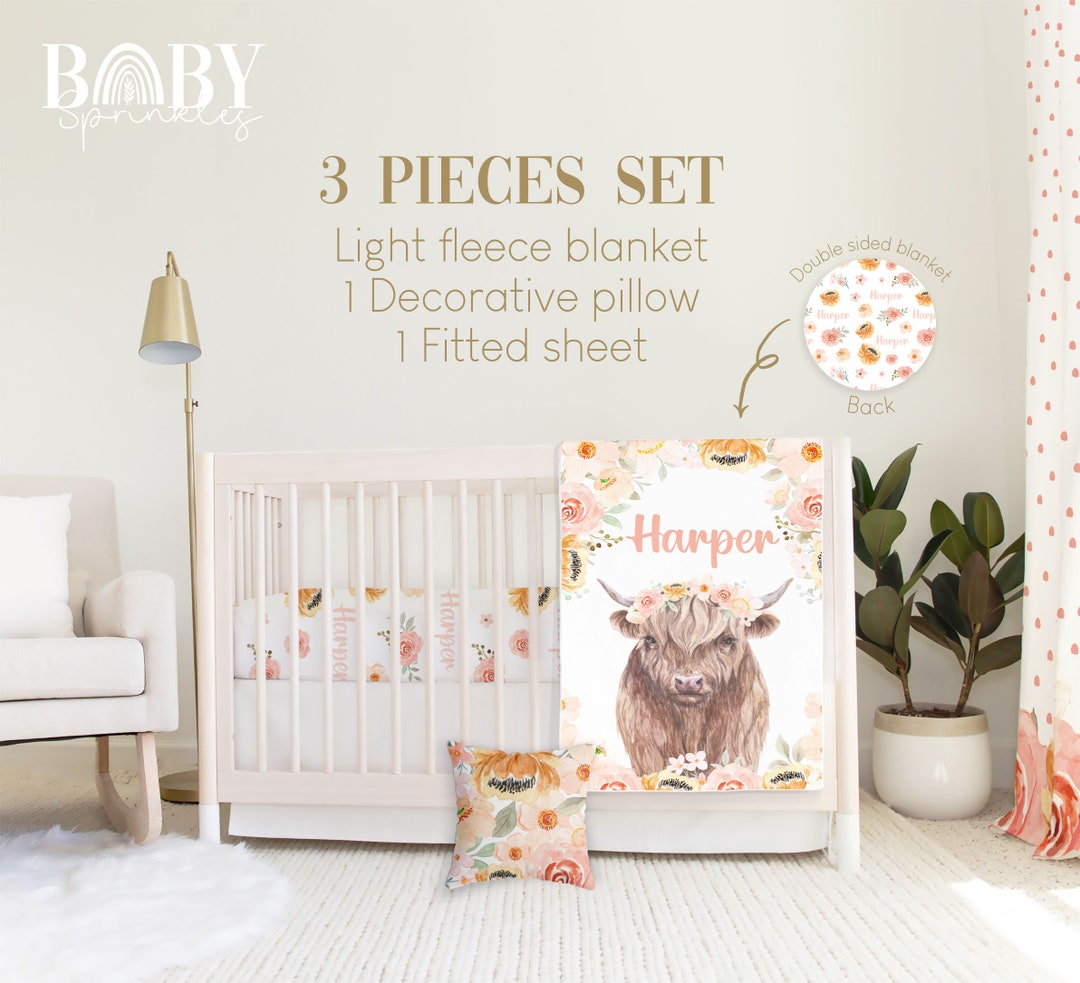 HIGHLAND COW NURSERY Crib Bedding Set, Farmhouse Baby Crib Bedding