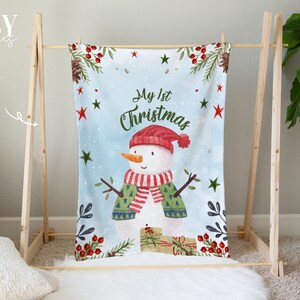 CHRISTMAS BABY Baby Blanket, Christmas Baby Gift, personalized Baby Blanket, Baby Blanket, Snowman First Christmas Baby Blanket