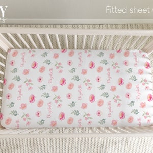 ELEPHANT CRIB Fitted Sheet, Floral Crib Sheet, Baby Girl Nursery, Elephant Girl Nursery, Personalized Baby sheet