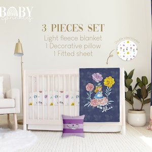 ALICE IN WONDERLAND Nursery Crib Bedding Set, Wonderland Baby Crib Bedding, Baby Nursery, Personalized Baby Blanket, Baby Girl Nursery