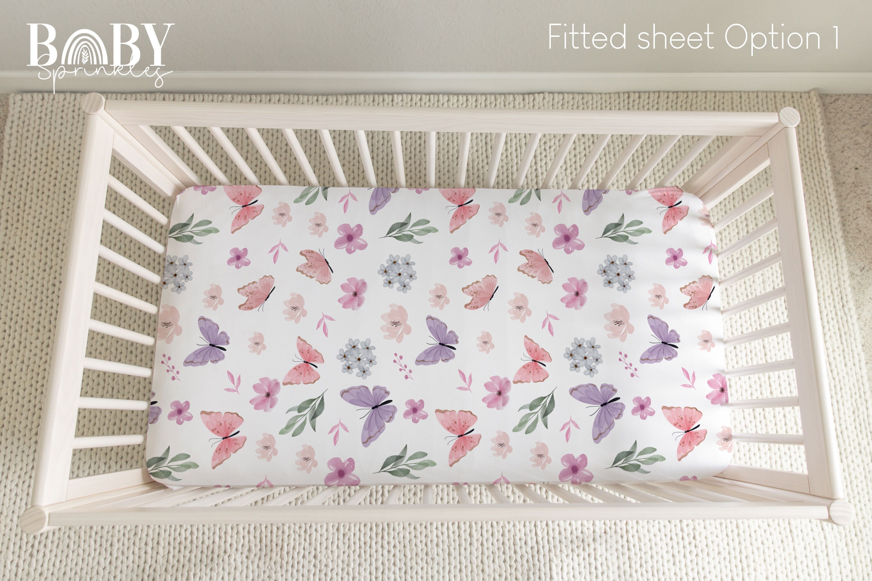 BUTTERFLY Crib Bedding Set Floral Baby Crib Bedding Etsy