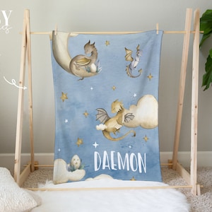 DRAGON BABY Baby blanket, Boy Crib Blanket, Dragon Nursery, Baby Boy Nursery, Personalized Baby Blanket