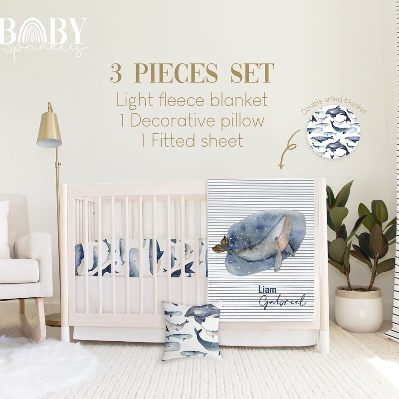 Baby Whale - Baby Crib Sheet main image 1