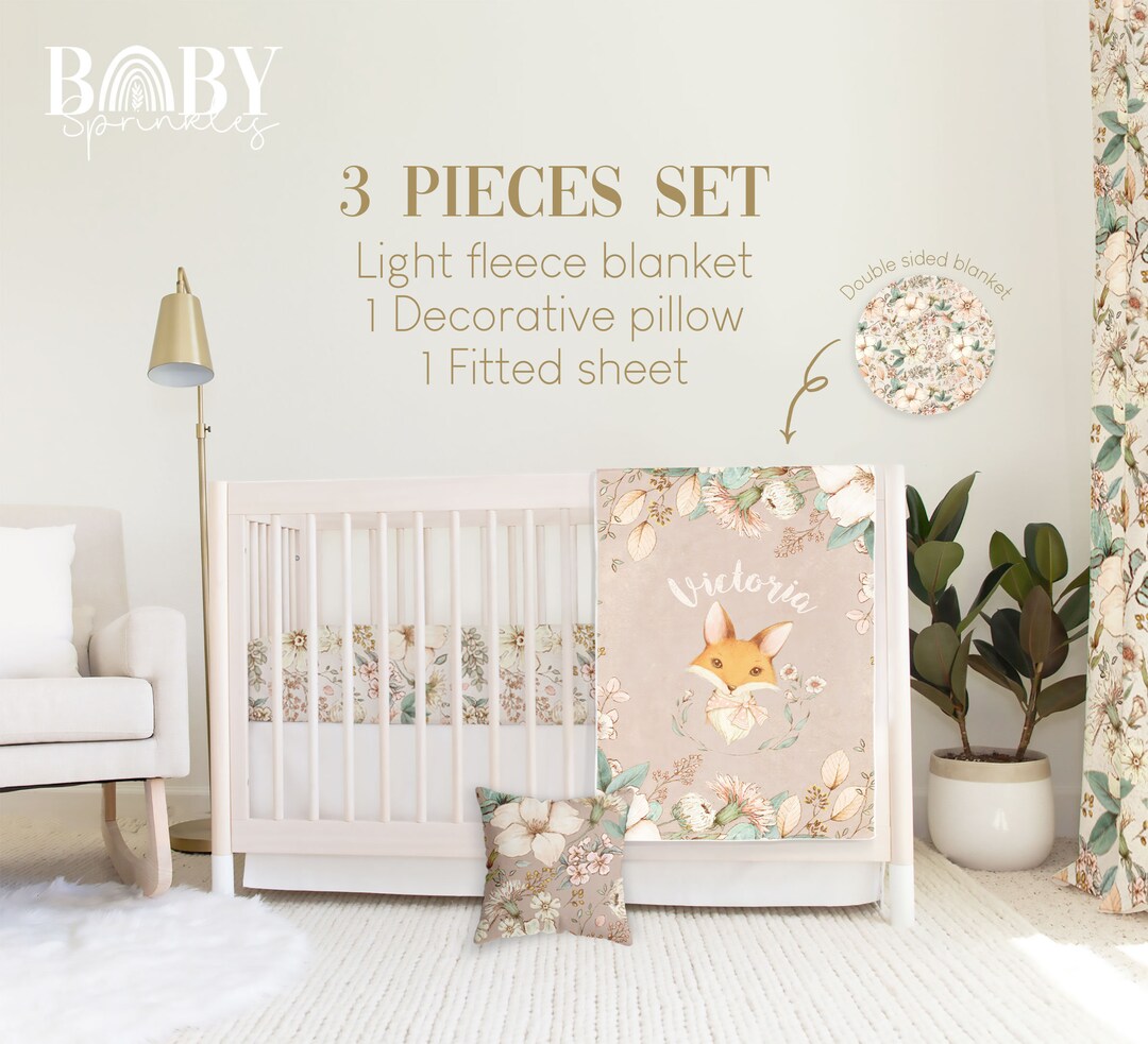 VINTAGE CRIB Bedding Set, Floral Baby Crib Bedding, Vintage Baby