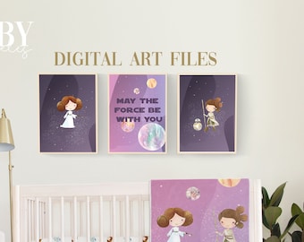 STAR WARS personalized digital art, Star Wars Baby Decoration, Star Wars Baby, Baby Girl Inspiration, Baby Gift, Baby Room Decoration