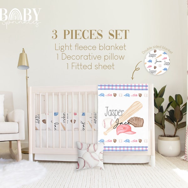 Baby Boy baseball bedding set, baseball Crib Bedding, sports Nursery Bedding set, personalized crib bedding,crib sheets boy
