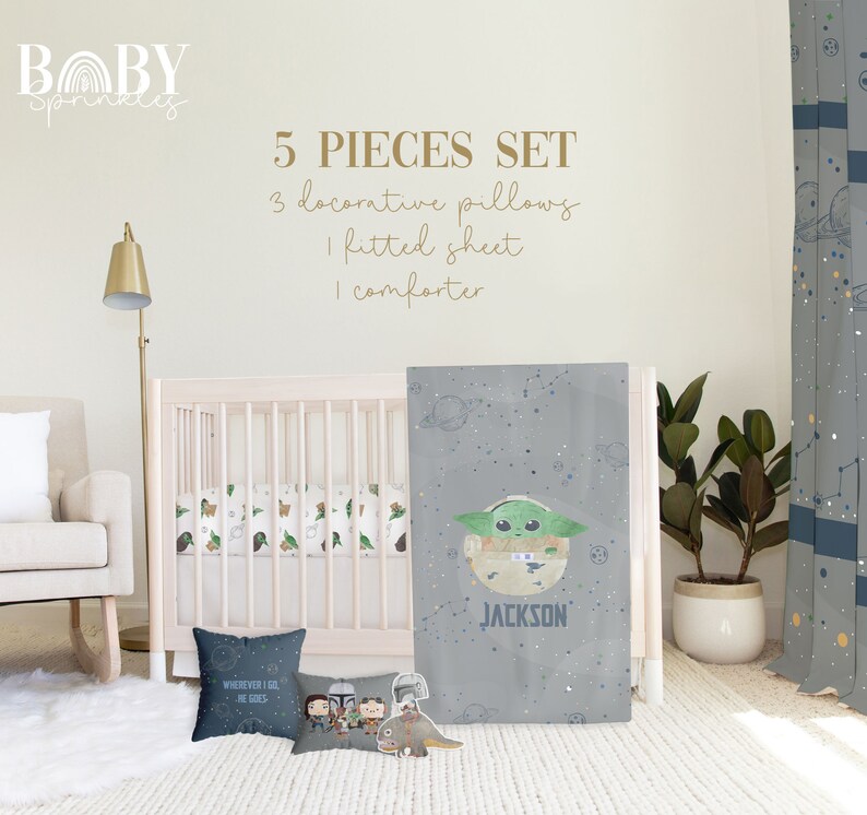 BABY YODA Crib Bedding Set Star Wars Crib Bedding Baby Yoda Etsy