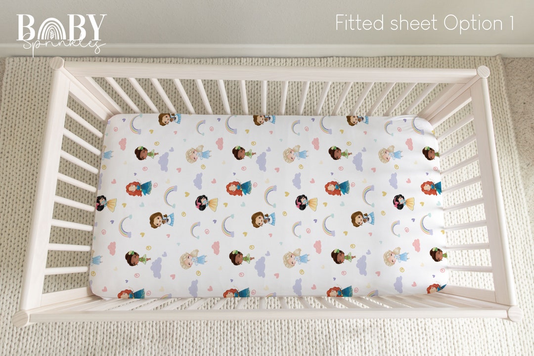 PRINCESS CRIB Fitted Sheet, Rainbow Crib Sheet, Baby Girl Nursery