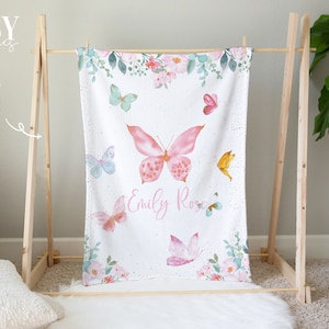 Butterfly Baby Blanket: Pink Floral Nursery Decor