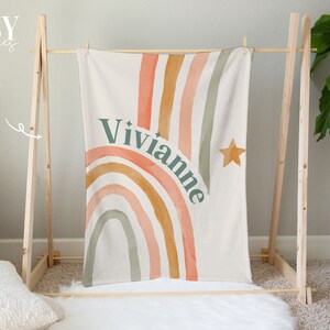 RAINBOW NURSERY BOHO Manta de bebé, Manta de cuna para niña, Guardería Boho, Guardería para niñas, Manta de bebé personalizada