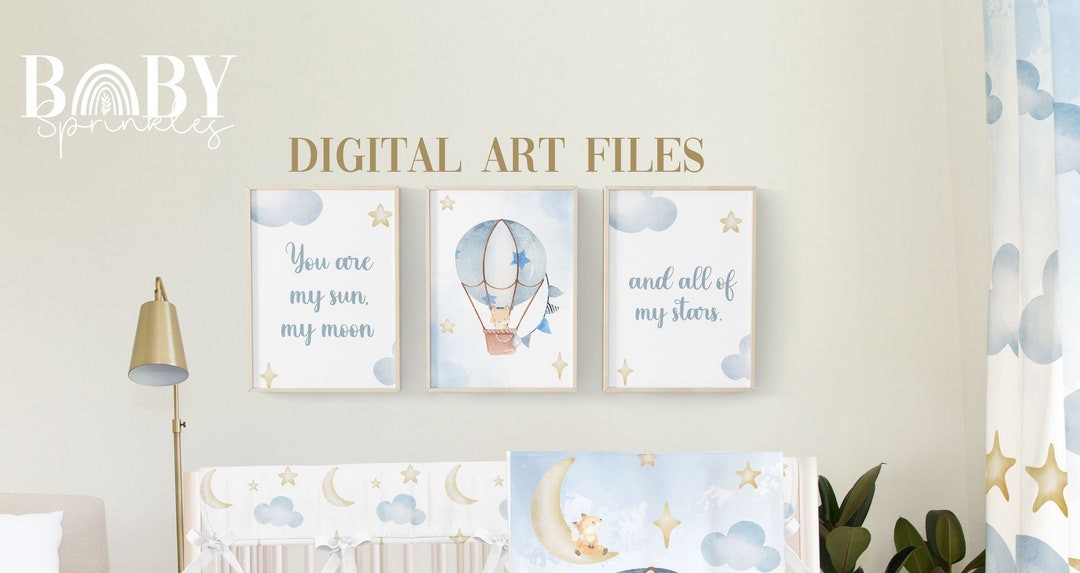 Hot Air Balloon Nursery Art: Set of 3 Prints (digital Files) - Etsy