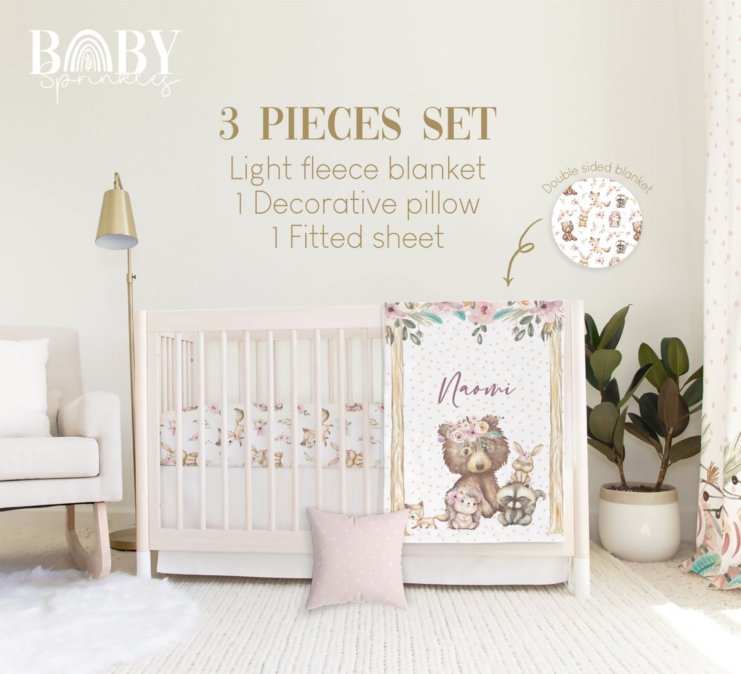 WOODLAND NURSERY Crib Bedding Set, Animals Baby Crib Bedding, Baby