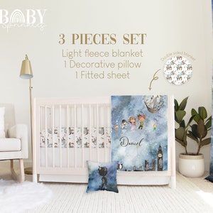 PETER PAN Crib Bedding Set, Neverland Baby Crib Bedding, Peter Pan Nursery, Lost Kids Nursery, Personalized Baby Blanket, Neutral Nursery