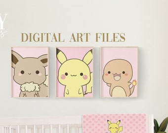 Poke Animals Nursery Art Prints, Set of 3 (Digital Files)