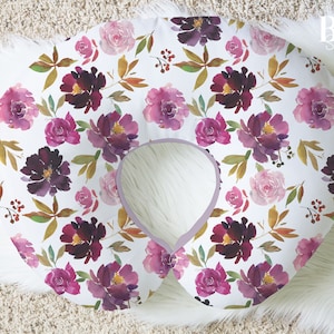 MAUVE FLORAL Nursing Pillow Cover, Mauve Gift for Baby, Floral Baby Gift, Personalized Nursing Pillow Cover, Baby Girl Accesories