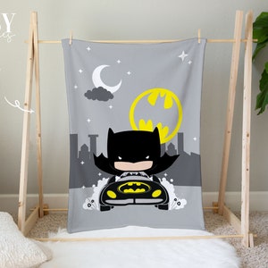 SUPERHERO Baby Blanket, Superhero Baby Crib Blanket, Baby Hero Nursery, Personalized Baby Blanket, Baby Boy Nursery