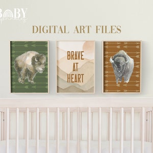 BUFFALO TRIBAL Personalized Digital Art, Western Baby Decor, Tribal Wall Art, Boho Baby Boy Inspiration, Baby Gift, Nursery Decoration