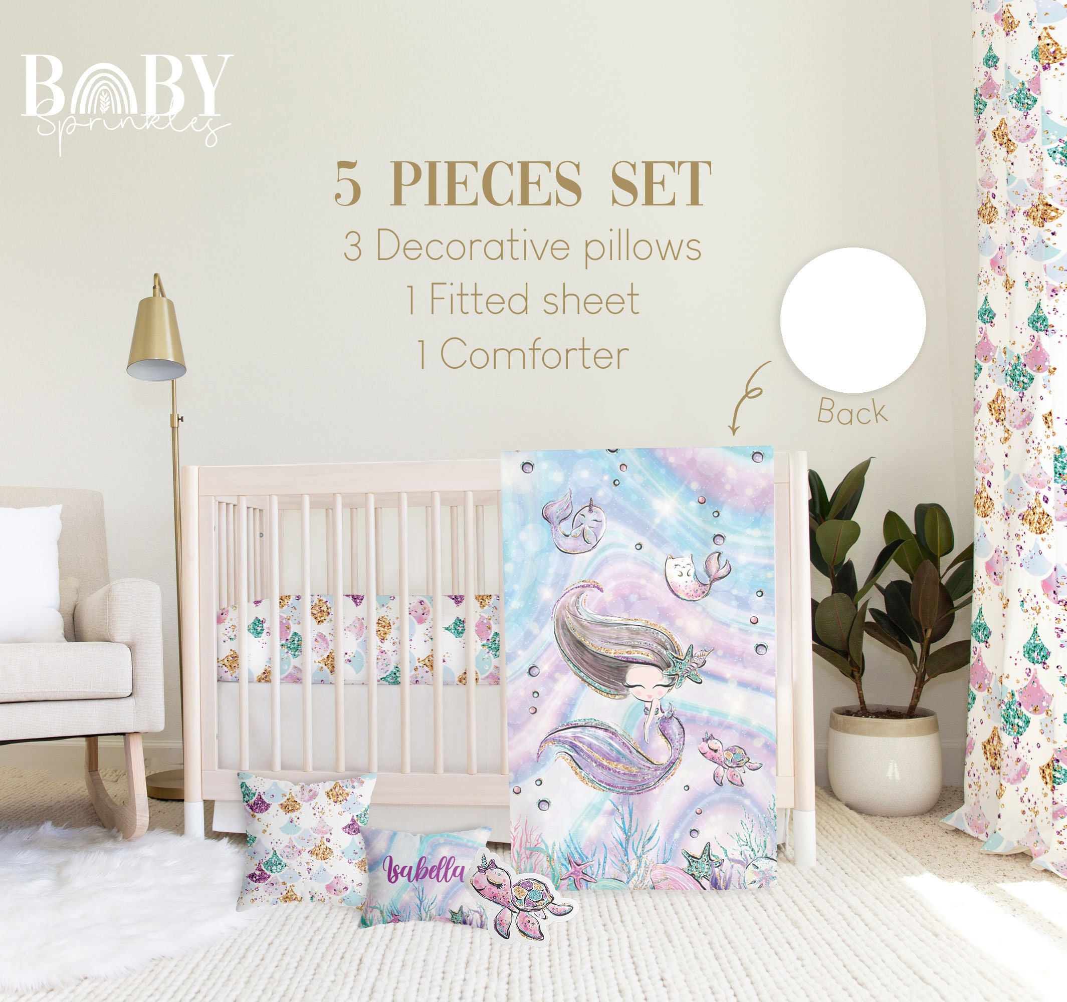 BABY MERMAID CRIB Bedding Set Mermaid Baby Crib Bedding Etsy
