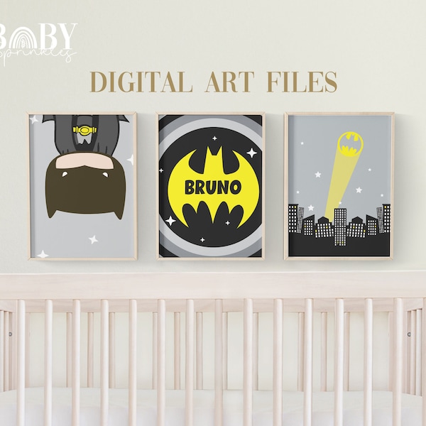 SUPERHERO Wall Art, Set of 3 Digital Files, Superhero Nursery Wall Decor, Hero Nursery Decor, Boy Wall Art