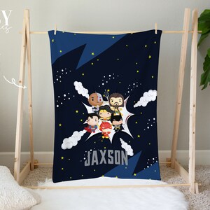 SUPERHEROS blanket, Boy Crib Blanket, Hero Nursery, Baby Boy Nursery, Personalized Baby Blanket