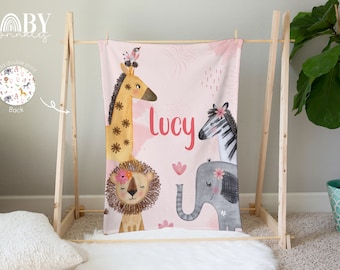 Tropical Jungle Blanket: Jungle Animals Blanket, Baby Girl Blanket, Baby Shower Gift, Toddler Blanket, Personalized Baby Blanket