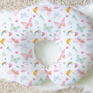 BUTTERFLY Nursing Pillow Cover, Pink Gift for Baby, Butterfly Baby Gift, Personalized Nursing Pillow Cover, Baby Girl Accesories