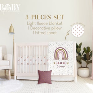BOHO RAINBOW Crib Bedding Set, Boho Baby Crib Bedding, Rainbow Nursery, Boho Nursery, Personalized Baby Blanket, deep tone nursery