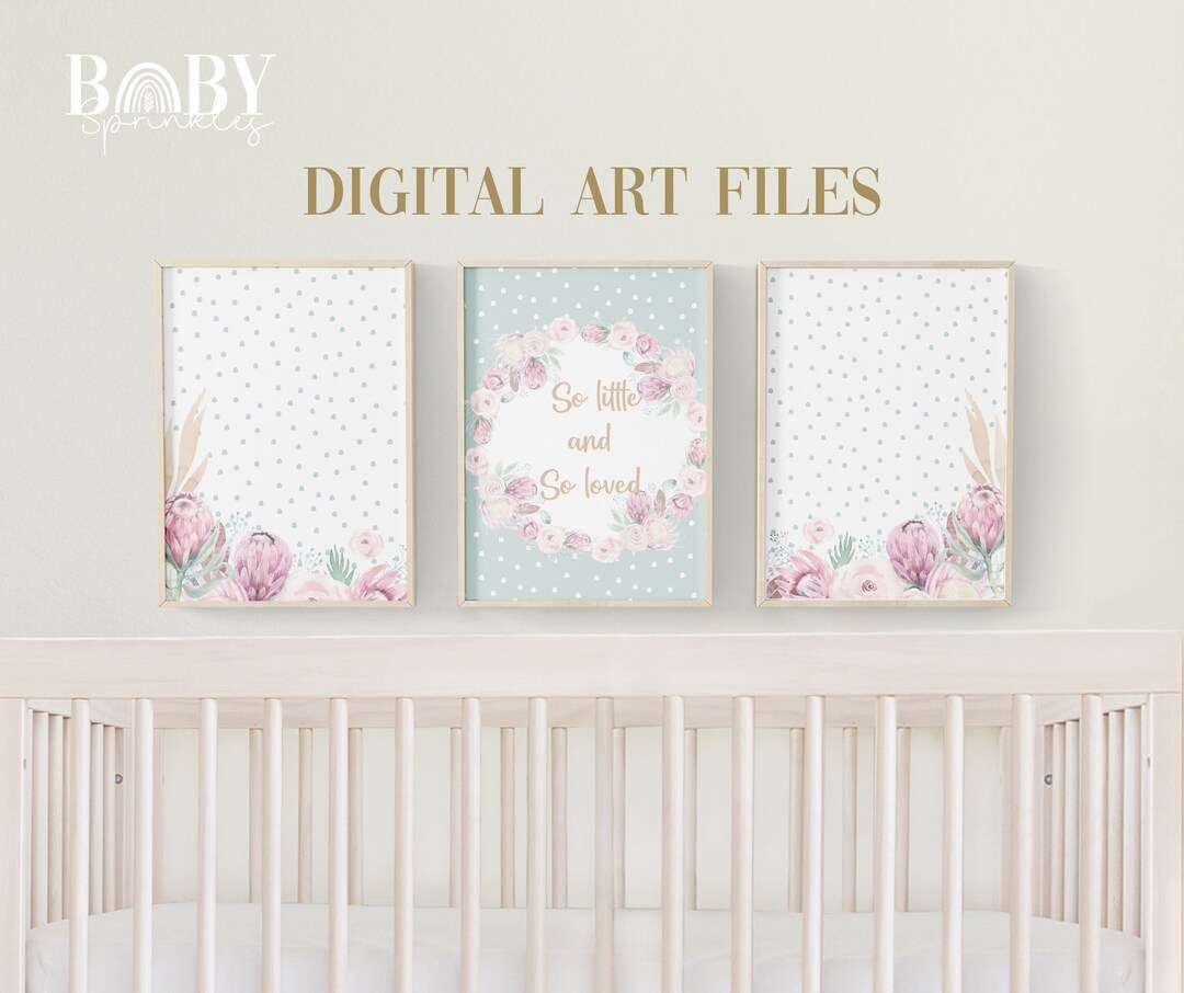 Floral Bunny Nursery Art Prints, Set of 3 (digital Files) - Etsy