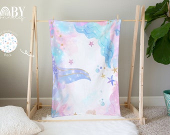 Mermaid Girl Fleece Baby Blanket: Baby Girl Blanket, Personalized Baby Blanket, Baby Shower Gift, Toddler Blanket, Nap Blanket