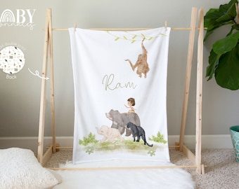 Jungle Animals Baby Blanket: The Jungle Book Baby Blanket, Personalized Baby Blanket, Toddler Blanket, Baby Shower Gift, Fleece blanket