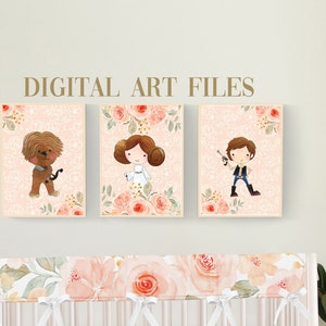 Star Wars Nursery Art Prints: Floral Baby Room Decor (Digital Files)