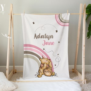 WINNIE THE POOH Baby blanket, Girl Crib Blanket, Winnie the Pooh Nursery, Baby Girl Nursery, Personalized Baby Blanket