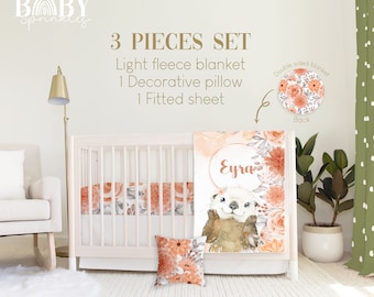 Floral Otter Crib Bedding Set: Personalized Girl Nursery Decor