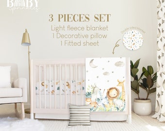 Safari Baby Crib Bedding Set: Jungle Nursery, Fleece Blanket