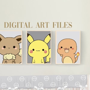 POKE ANIMALS Baby Wall Art, Set of 3 Digital Files, Poke Animals Nursery Wall Decor, Animals Nursery Decor, Boy Wall Art