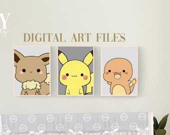 Poke Animals kinderkamerkunstprints: set van 3 (digitale bestanden)