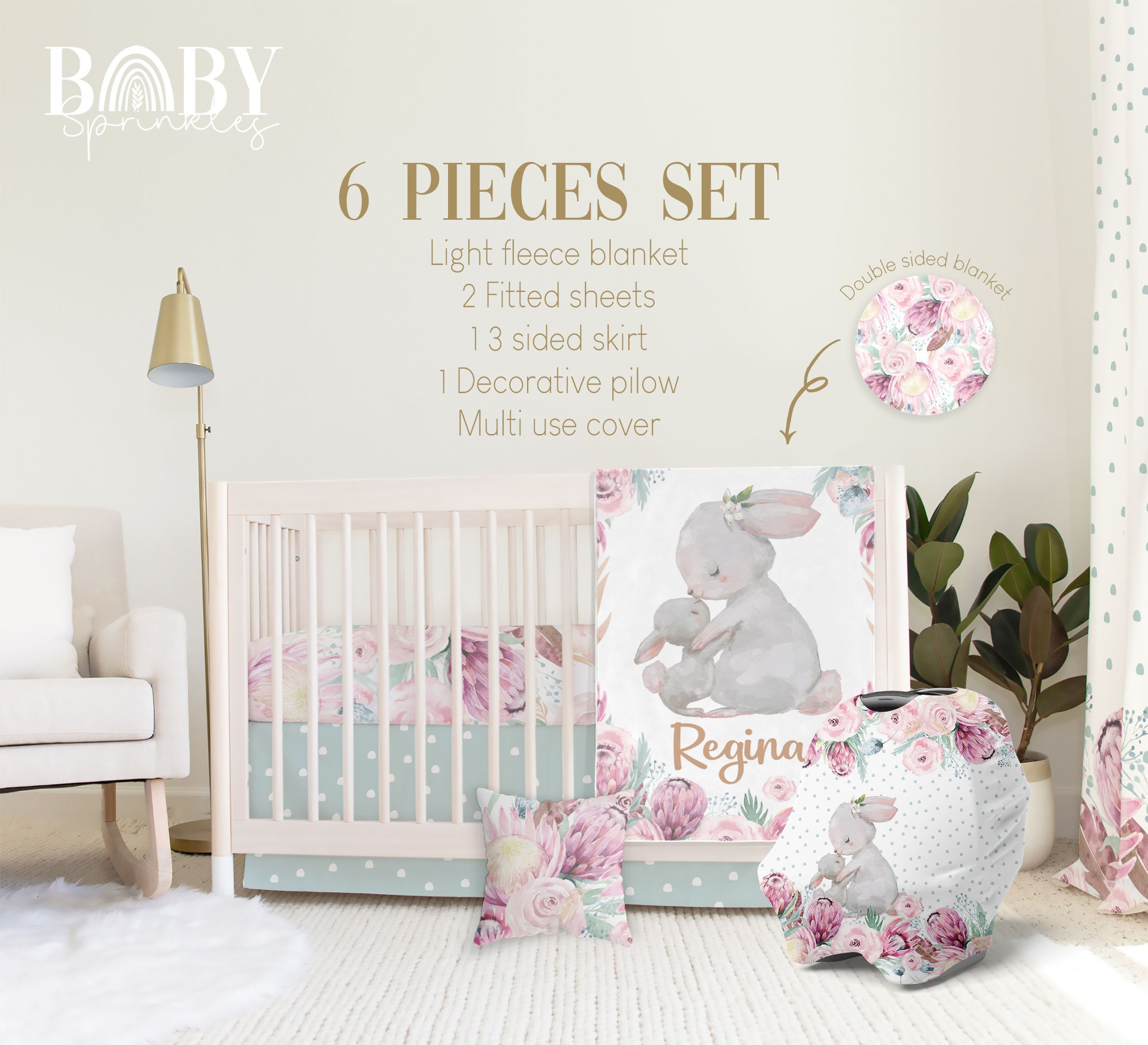 Crib Sheets Fitted Piece Crib Bedding Set, Woodland Pink
