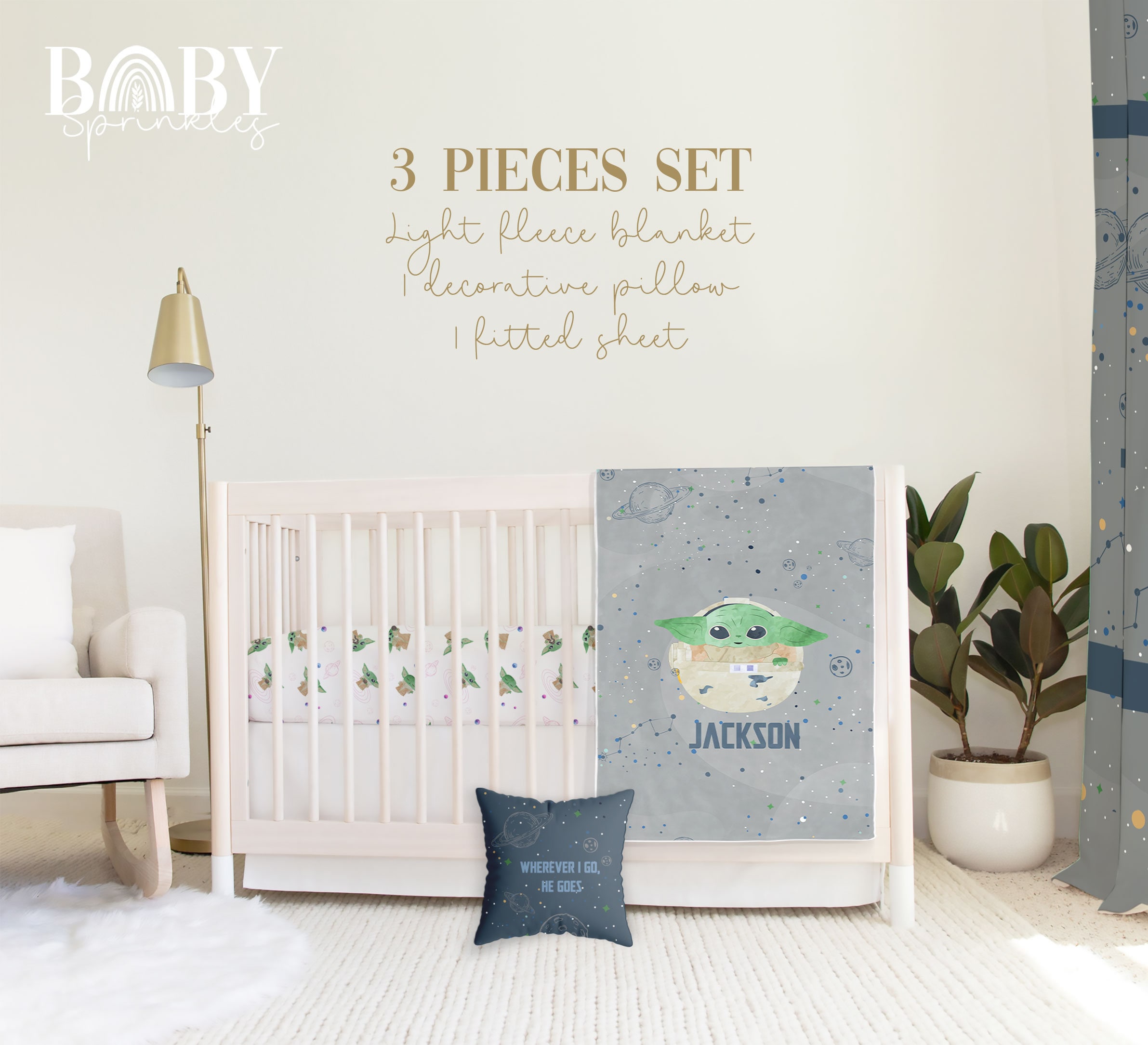 BABY YODA Crib Bedding Set Star Wars Crib Bedding Baby Yoda Etsy