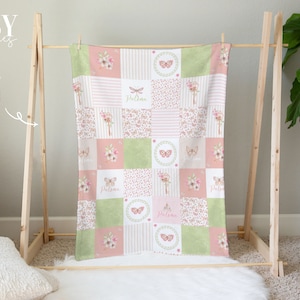 VINTAGE BUTTERFLY Baby blanket, Girl Crib Blanket, Floral Nursery, Baby Girl Nursery, Personalized Baby Blanket