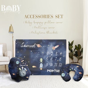 ASTRONAUT BOY Accesories Set, Space Baby Milestone Blanket, Outer Space blanket, Baby Astronaut Blanket, Personalized Baby Accesories