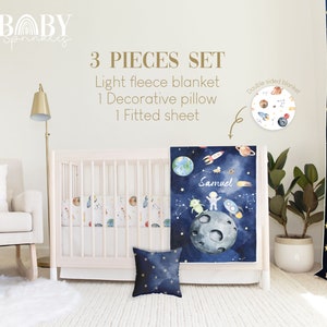 ASTRONAUT BOY Crib Bedding Set, Space Baby Crib Bedding, Astronaut Baby Nursery, Personalized Baby Blanket, Outer Space Baby Nursery