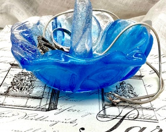 Blue Flower Trinket Ring Holder.
