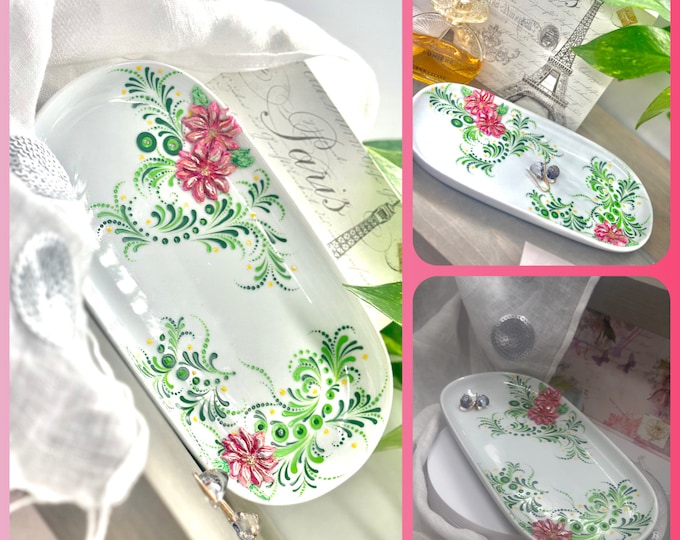 Hand-Painted Ceramic Jewelry Tray