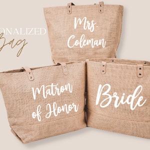 Custom Bridesmaid Burlap Beach Tote Bag - Bachelorette Gift - Wedding Party -  Bridesmaid Proposal Personalized Beach Bag Custom Large Beach
