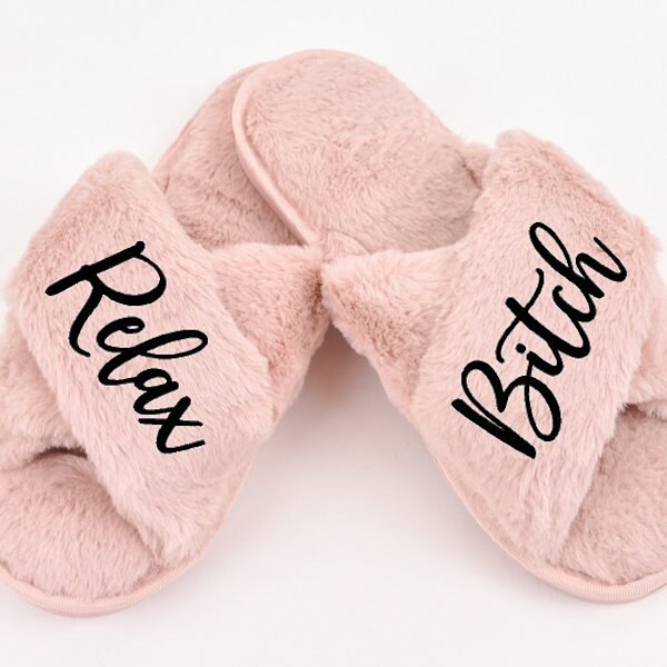 Relax B*tch Gift ideas, Stress Relief cozy slippers for women, Anxiety Gift, Stress Care Package, Nurse Care Package, Relaxation Gift - Gift