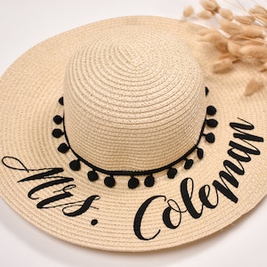 Personalized Beach Hat Honeymoon Floppy Sun Hat for Honeymoon - Bachelorette party - Custom Beach Hat - Bridal Shower Gift - Bridesmaid Gift