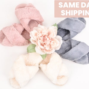 Slippers For Women Gifts Wedding Gifts Bridesmaid Gifts Bachelorette Party For Her Birthday Gift Best Friend Gift Fluffy Slippers For Bride