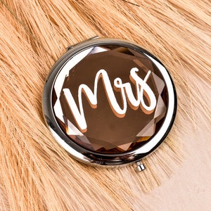 Bride Mirror Compacts - Mrs. Gifts Gem Compact Mirrors - Bridal Shower Gift for Bride To Be Gift Ideas - Wedding Gift for Bride - Mrs Gift