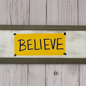 Wood Rustic Believe Hanging Door Plaque Home Decor