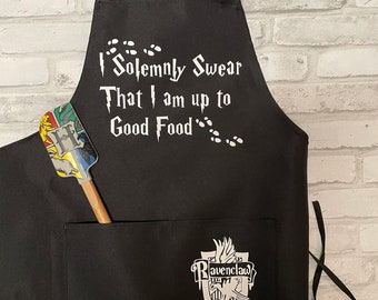 Personalized Magical Wizard Swear Up To Good Food Magic Solemnly Swear Apron Cooking Baking Grilling Kitchen Apron